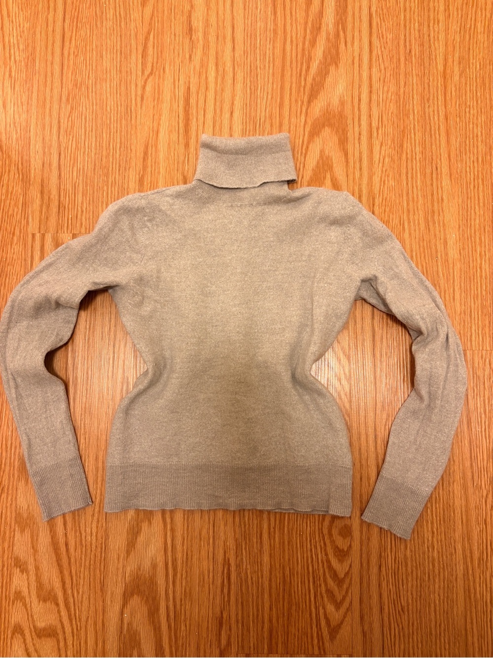 H by Halston Beige Turtleneck Slim-Fit Sweater